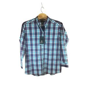 Ariat Pro Series XL Tall NWT Plaid Purple Turquoise Long Sleeve